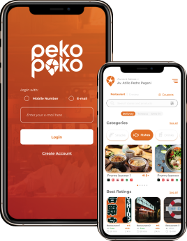 A snapshot of the Peko Peko app in action: a user browsing a restaurant's menu.